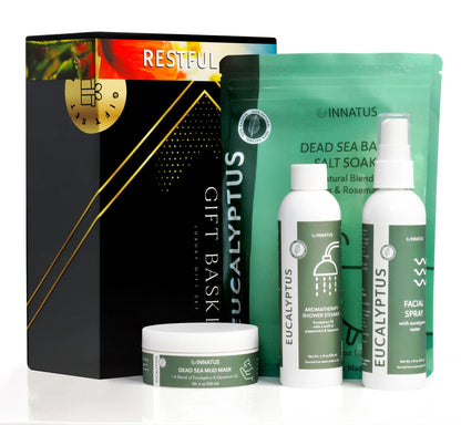 Luxury Dead Sea Spa Gift Set - Comprehensive Bath and Skincare Collection with Bath Salts, Mud Mask, Aromatherapy Shower Spray, and Eucalyptus Facial Mist for Ultimate Relaxation and Hydration - Ideal Gift for Both Men and Women
